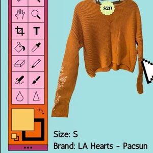 pacsun yellow sweater with flower detail